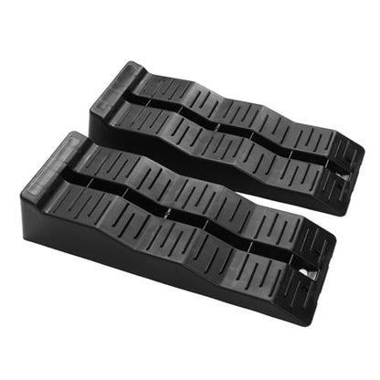 Jeffergarden RV Leveling Ramps HDPE Leveler Blocks with Wheel Chocks 11000LBS Capacity 3 Level Anti Slip Design for Campers Trailers SUVs on Uneven Ground