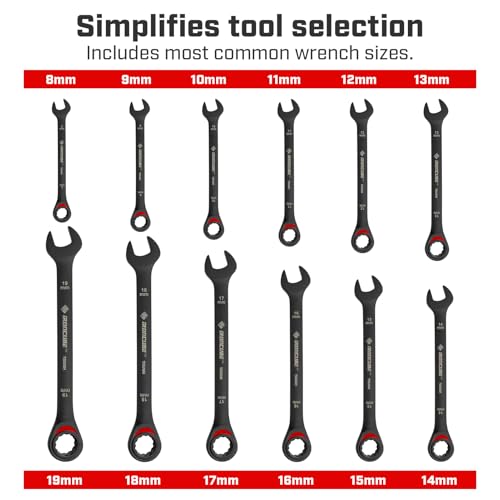 ironcube 12-Piece Metric Ratcheting Wrench Set: Metric 6-18 mm - 72-Tooth - Chrome Vanadium Steel - with Organizer - size: 12 Piece METRIC