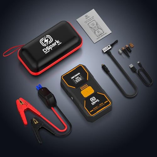 Jump Starter with Air Compressor, Portable 2000A Car Battery Jump Box for 7.0 Gas/6.5L Diesel Vehicles, 150 PSI Tire Inflator Auto-Shut Off, Reverse Polarity Protection,3-Mode Emergency Light - style: B31
