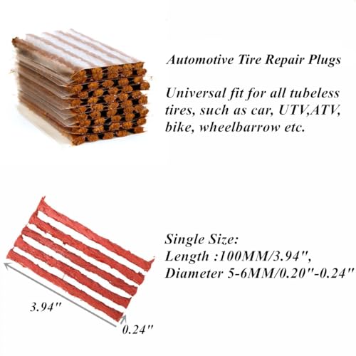 Tire Plugs 150pcs,Rubber Tire Repair Plugs Automotive Tire Puncture Repair Tool 4" x 1/4" for Tubeless Tires