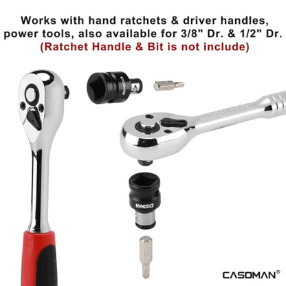CASOMAN Bit Socket Adapter Set -1/4" *3/8" Dr. 1/4"*1/2" Dr., 5/16" *1/2" Dr.,1/4-Inch Dr. Hex Power Bit Holder & 5/16" 1/4-Inch Dr.Hex Power Bit Holder Set 6 Piece Impact Coupler Set