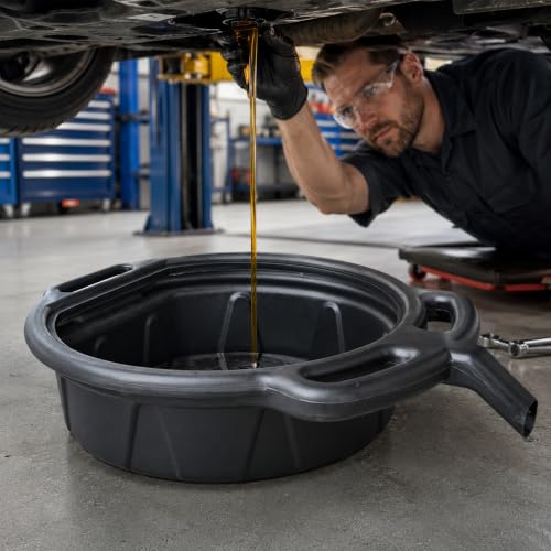 Oil Drain Pan, Motor Oil Drip Catcher Pan, 2 Gallon (8L) Capacity