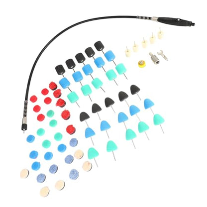 Fafeicy Polishing Pad Drill Kit, Sponge Buffing Wheels and Wool Pads, 69pcs Car Detailing Set with Adhesive Disc Flexible Shaft for Auto Polisher Tight Area Cleaning (1) - size: 1