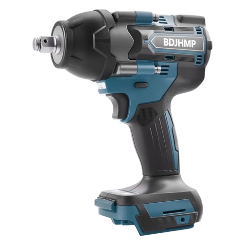 Cordless Impact Wrench 1/2 Inch, 1500 N.m/1106ft-lbs Brushless Impact Wrench Gun Compatible with Makita Battery (No Battery), Electric Power Impact Driver for Car Home - color: Blue No Battery