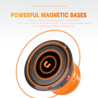 Battery Operated Amber Warning Beacon Light w/Magnetic Base, Portable Rechargeable Mini Roadside Roof Top Plow LED Strobe Emergency Flash Mail Lights for Trucks/Trailer/Vehicle 1-Pcs - color: 1-Pcs (amber)