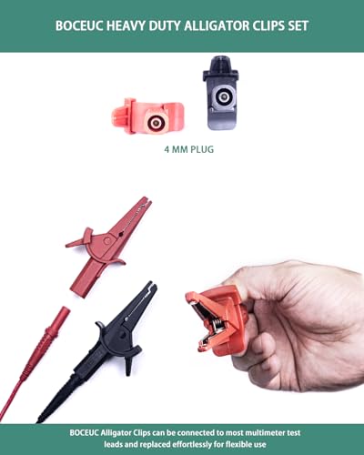 Multimeter Leads Kit with Heavy Duty Alligator Clips and Ultra-Sharp Test Probe Tips, CATIII 1000V/CATIV 600V, 10A Rated, for Electronics, Automotive, and Industrial Use