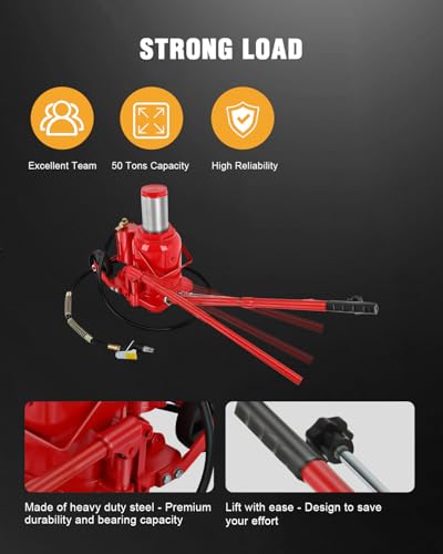 OCPTY Pneumatic Bottle Jack 50T Hydraulic Car Jack Lift Range 27-43cm Air Transmission Jack 11,0231 lbs for Handles Box Trucks, RVs, Pickups, and SUV