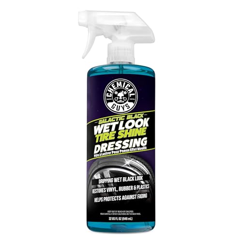 Chemical Guys, Galactic Black Wet Look Tire Shine Dressing, Black, 32 oz | High-gloss dressing revives a deep black wet look on tires, trim and rubber with shine and a protective layer - size: 32 Fl Oz