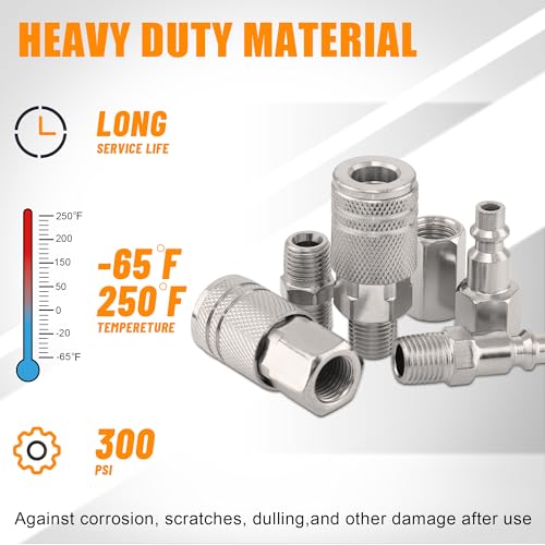 67Pcs Air Coupler and Plug Kit,1/4 Inch NPT Air Tool Fittings Set, Quick Connect Air Hose Fittings Air Compressor Accessories