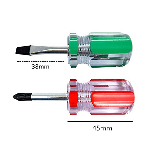 Stubby Screwdriver – Compact Short Screwdriver for Tight Spaces, Durable Chrome-Plated Steel Construction, Easy to Use, Versatile Tool. - size: Medium
