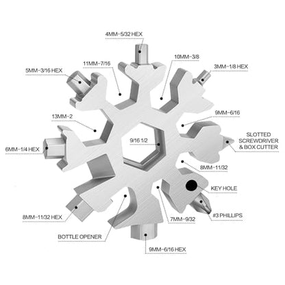 Stocking Stuffers for Men Dad Gifts, Multi Tool 1 Pack 18 in Snowflake Hand Tools Christmas Gifts for Men Dad Husband Outdoors Camping (silver) - color: Silver