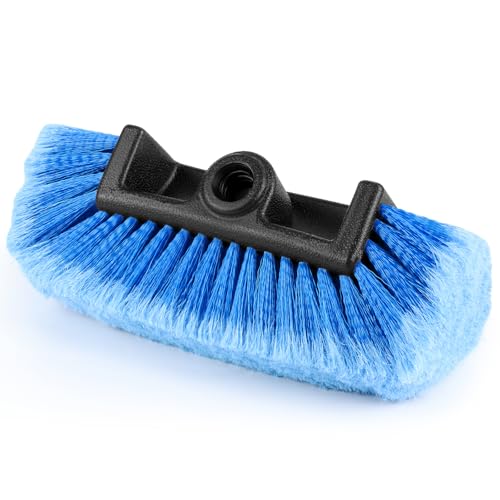 10" Car Wash Brush Head with Soft Bristles - Gentle on Paint, Compatible with Poles, Perfect for Cars, Trucks, RVs, Boats, Decks, and More (Blue) - color: 1 Pcs