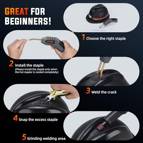 Katerk Cordless Plastic Welder – 400 Staples Included, 3-Temperature Settings, USB Rechargeable Portable Plastic Welding Kit, Perfect for DIY Projects, Bumper/Toys Repair