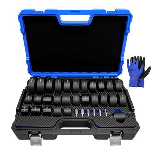 35Pcs Bushing Press Kit for Hydraulic Shop Press, Universal Seal Bearing Bushing Removal Installation Tool Kit - color: Black
