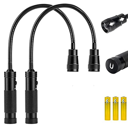 Favorlite 500 Lumen Magnetic Work Light | Zoomable Gooseneck Flashlight, 11" Flexible Neck, 1.14" Slim Head, 3 AAA Batteries Included