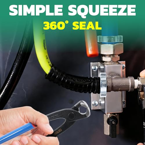 OURU 90PCS Double Ear Hose Clamps, 9 Sizes 5-25mm Galvanized Steel Crimp Rings for Hoses, Tubes, and Pipelines - size: 90PCS（5-25mm）
