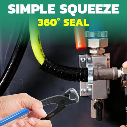 OURU 90PCS Double Ear Hose Clamps, 9 Sizes 5-25mm Galvanized Steel Crimp Rings for Hoses, Tubes, and Pipelines - size: 90PCS（5-25mm）