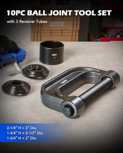 Orion Motor Tech Heavy Duty Ball Joint Press & U Joint Removal Tool Kit with 4wd Adapters, for Most 2WD and 4WD Cars and Light Trucks (BK) - color: dark gray C-frame