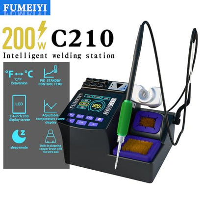 C210 Heat and Soldering Station with Intelligent Temperature Control, Constant-Temperature, Digital Display, High Power, Triple Functions for Precision Soldering Irons Electronic Soldering Kit