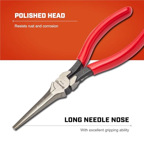 Crescent 7" Long Needle Nose Pliers - Designed for Wire Bending, Gripping & Twisting - Long Reach Pliers with Dipped Handle Grips - Electrician Tool - 7777CVN