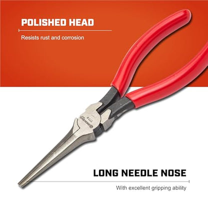 Crescent 7" Long Needle Nose Pliers - Designed for Wire Bending, Gripping & Twisting - Long Reach Pliers with Dipped Handle Grips - Electrician Tool - 7777CVN