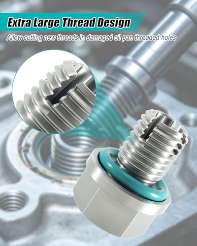 M12×1.5-15mm Oversize Magnetic Oil Drain Plug Self Tapping Repair Kit | durable stainless steel, with a magnetic tip, to capture metal debris while repairing stripped oil pan threads securely - size: M12.2*1.5-15mm