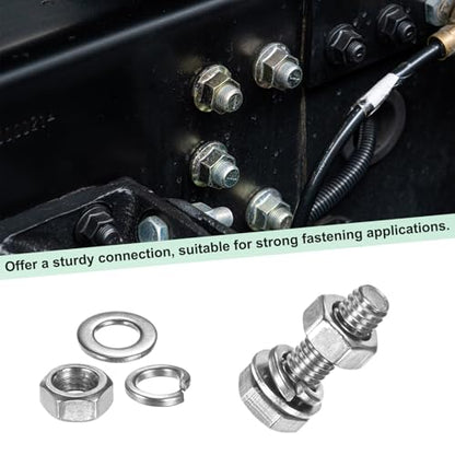 M METERXITY 4-Pack Hex Head Screw Bolt with Nuts Flat & Lock Washers M6x20mm Stainless Steel Bolts and Nuts Kit Fully Threaded Metric Bolt Assortment for Equipment/Machinery - size: M6 x 20mm