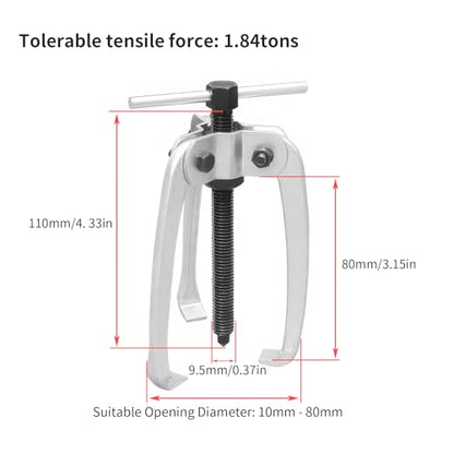 3 Jaw Puller 3.15in/80mm Universal Bearing Gear Pullers Heavy Duty Extractor Tool,High Carbon Steel Puller,Adjuestable Pulley Removal Tool for Bearings/Flywheels/Pulleys Remove - size: Micro 3Jaw 0.4-3 In