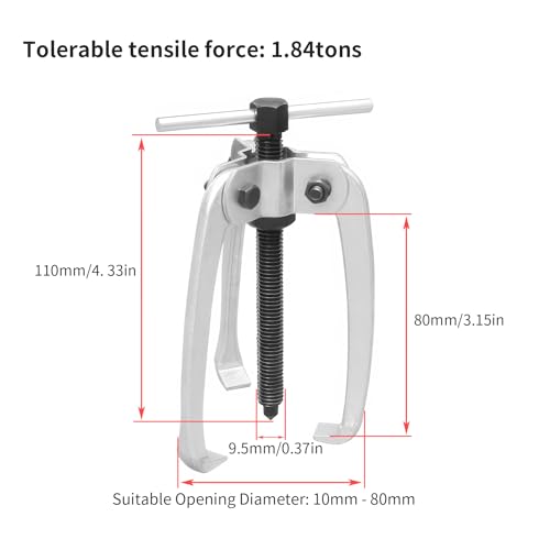 3 Jaw Puller 3.15in/80mm Universal Bearing Gear Pullers | Heavy Duty Extractor Tool, High Carbon Steel Puller, Adjuestable Pulley Removal Tool for Bearings/Flywheels/Pulleys Remove - size: Micro 3Jaw 0.4-3 In