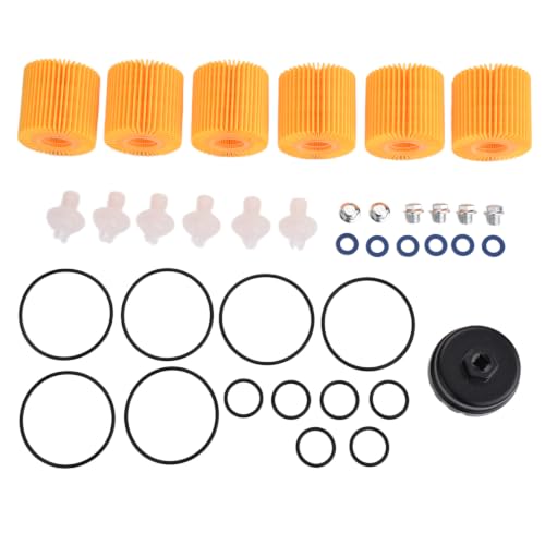 04152-YZZA1 Oil Filters (6pcs) Fit for Toyota Camry/Rav4/Tacoma | Engine Oil Change Tool Kit Compatible With Toyota Avalon/Highlander, Fit for Lexus ES/RX Series (with 64mm Oil Filter Wrench)