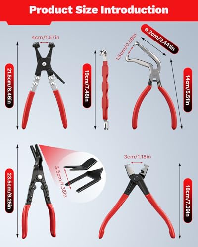 Saker Electrical Disconnect Pliers Electrical Connector Removal Tool – 5PCS Automotive Hose Clamp Tool Set for DIY Car Owners, Safe Electrical Connector Removal, Tight Engine Bay Repair & Maintenance - size: 5PCS