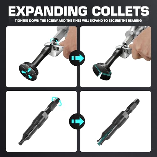 DNA Motoring 16 pcs Blind Hole Collet Bearing Seal Puller Extractor Set, Slide Hammer Pilot Insert Inner Internal Bearing Removal Tool Set, TOOLS-00573