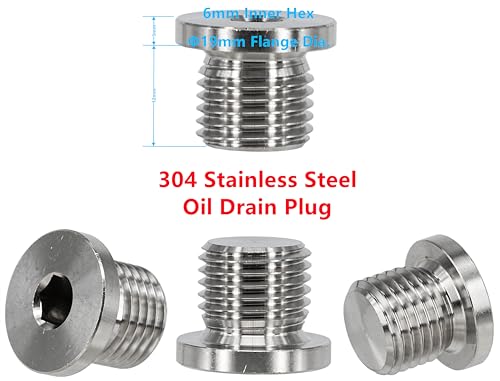 3PCS Stainless Steel Oil Drain Plug Fit for 06-21 Audi A3 A4 A5 A6 A7 Q3 Q5 Q7 TT, 09-11 VW CC GTI Jetta Passat, Replace N91167901, N0160276 With Washer N0138157