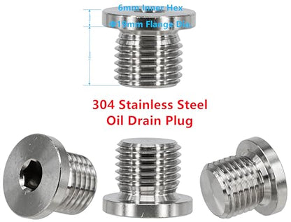 3PCS Stainless Steel Oil Drain Plug Fit for 06-21 Audi A3 A4 A5 A6 A7 Q3 Q5 Q7 TT, 09-11 VW CC GTI Jetta Passat, Replace N91167901, N0160276 With Washer N0138157