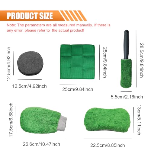Craedli 9PCS Car Wash Cleaning Kit, Microfiber Auto Detailing Set with Wheel Brush, Wash Mitt, Sponge, Drying Towels & Applicator Pads, Vehicle Interior Exterior Wash Tools Supplies (Green) - color: Green