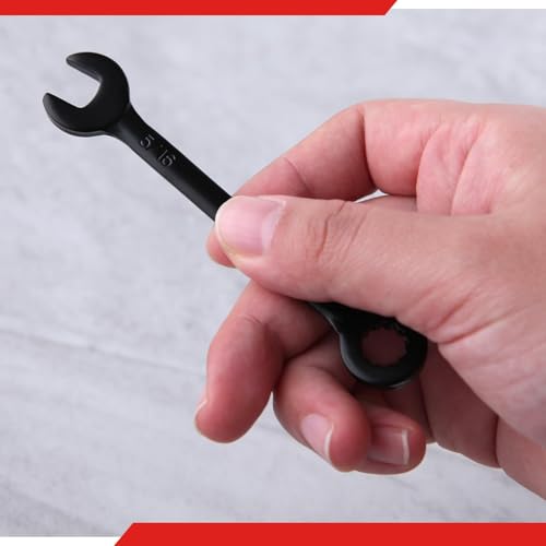 10PCS Mini Wrench Set Standard SAE 5/32"-7/16" | Black Electrophoretic Coating, Portable Pouch and Key Rings, Ignition Wrenches Open End and Box End Combination Wrench Set - size: SAE