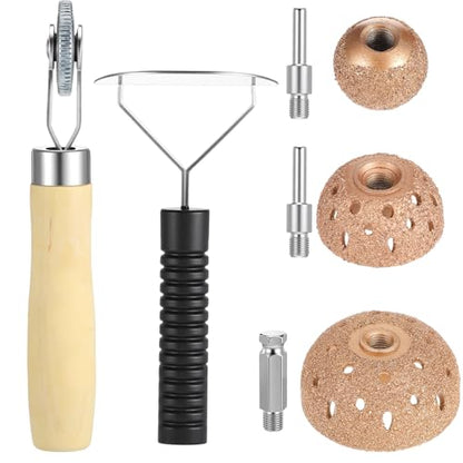 8Pcs Tire Repair Patch Tools Tire Buffing Wheels, 25/42/55mm Tungsten Steel Buffing Wheel Tires Patch Roller Scraping Cutter Kit for Car Truck Tube Bike Tires Grinding Polishing Accessories