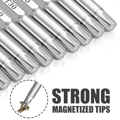 T30 Torx Bits(10-Pack 2 Inch), 1/4 Inch Hex Shank S2 Steel Magnetic star 6 Point Screwdriver bit set - style: T30