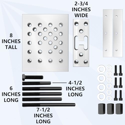 ZKTOOL Universal Drill Press Support Block Plate Tool Set Kit, 30 Ton Hydraulic Shop Press Plates – Bearing and Bushing Repair Removal Installation, Includes Open-End Wrench, Hex Wrench, and Gloves.