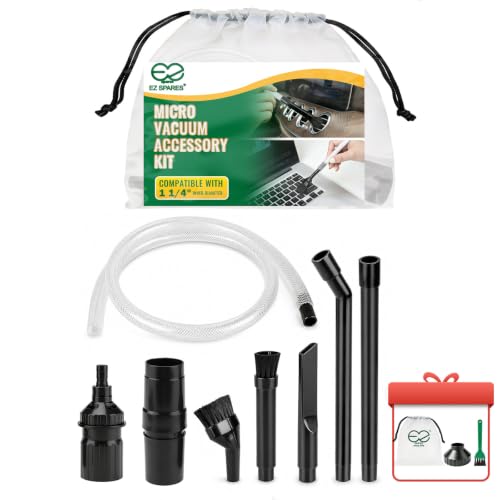 EZ SPARES 1-1/4" Micro Crevice Kit, Keyboard Car Vent Tools with Bag | Boosts suction in tight gaps and corners. Great for wood dust, pet hair, keyboard, car vents. Storage pouch included.