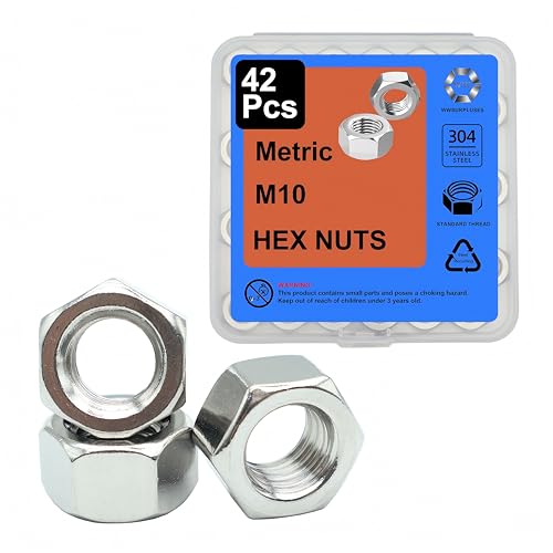 40 Pcs M10-1.5 Hex Nuts, 304 Stainless Steel | Standard Metric Coarse Thread, Hardware Nuts - size: M10 (40Pcs)