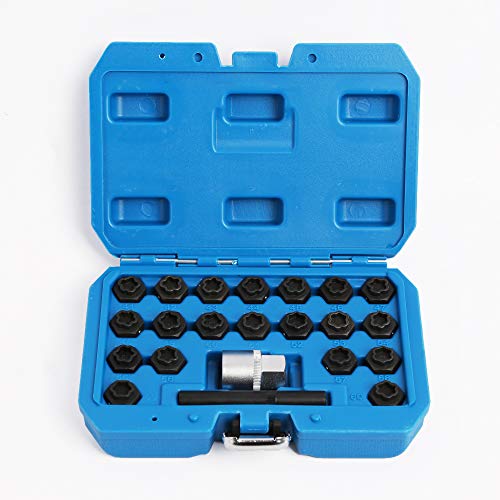 WINTOOLS Compatible for 22PC Anti-Theft Wheel Locking Bolt Nut Key Removal Set Wheels Locks for BMW