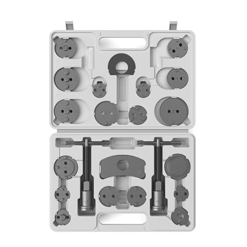 MOSTPLUS Brake Caliper Compression Tool， Heavy Duty Disc Piston Compressor Kit and Wind Back Tool for Brake Pad Replacemen, Universal Compatibility with Grey Case