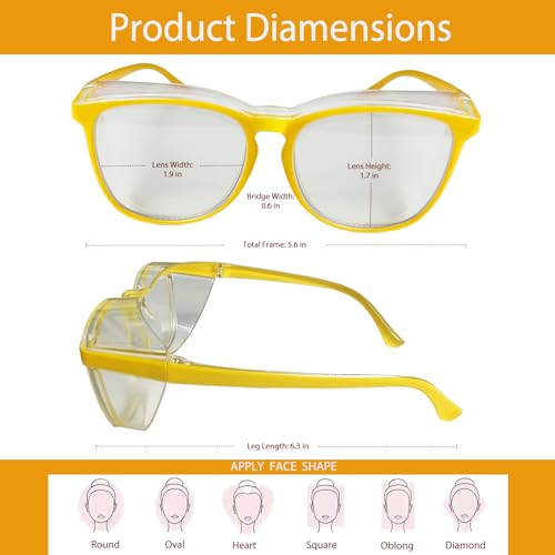 Feaglo Safety Glasses, Anti Fog Safety Goggles for Women Men, Blue Light Blocking Stylish Eye Protection Glasses Side Shield - color: Orange+purple+pink
