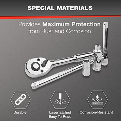 EACELIY 75pcs 1/4" Drive Impact Socket Set, Master Socket Set,Wrench Set with 1/4" Bit Adapter, Universal Joint, Ratchet, 1/4 "Drive Bit Set Extension (5/32" - 9/16 ", 4-14mm) - size: 75PCS 1/4inch