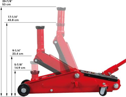 Big RED TAM83006 Torin Hydraulic Trolley Service/Floor Jack with Extra Saddle (Fits: SUVs and Extended Height Trucks), 3 Ton (6,000 lb) Capacity, Red - size: 3 Ton (6,000 lb) with extra saddle, style: Steel