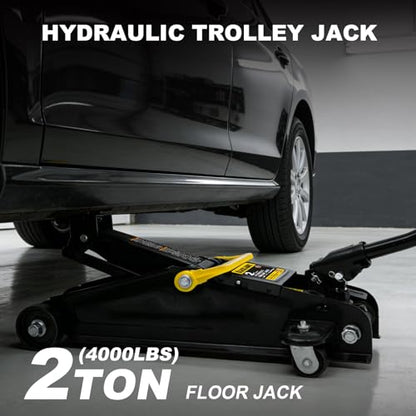 Torin 2 Ton Hydraulic Floor Jack, 4000 lbs Capacity Low Profile Trolley Service Jack with 5.2"-13.3" Lifting Range, Heavy Duty Steel Car Jack for Sport Utility Vehicle, Cars, Black - size: 2 ton floor jack