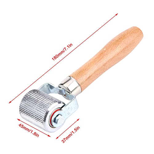 Qiilu Tire Repair Roller Tool, Car Wheel Wooden Handle Patch Stitcher with Ball Bearing for Efficient Tire Repairs (L) - size: Large, style: L