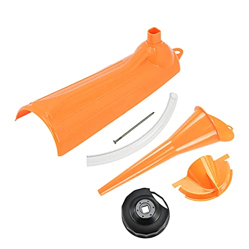 Crankcase Fill Funnel Primary Oil Fill Oil Filter Funnel Set with Oil Filter Wrench Compatible with Harley 4 Pcs Orange - size: without O Rings