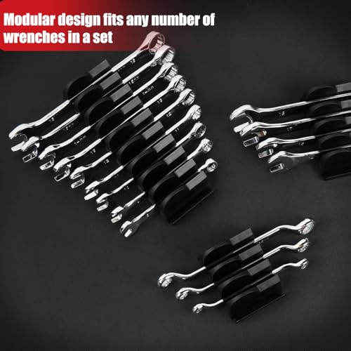 DEHOYI Premium MAGNETIC Modular Wrench Organizer System- Wrench Rack with Metric&SAE Labels, Tool Storage Holder. Gift for mechanics (Black) - style: Magnetic(48 pcs Black)